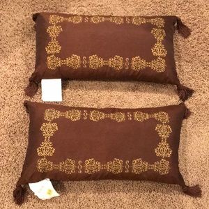 Chocolate and gold accent pillows